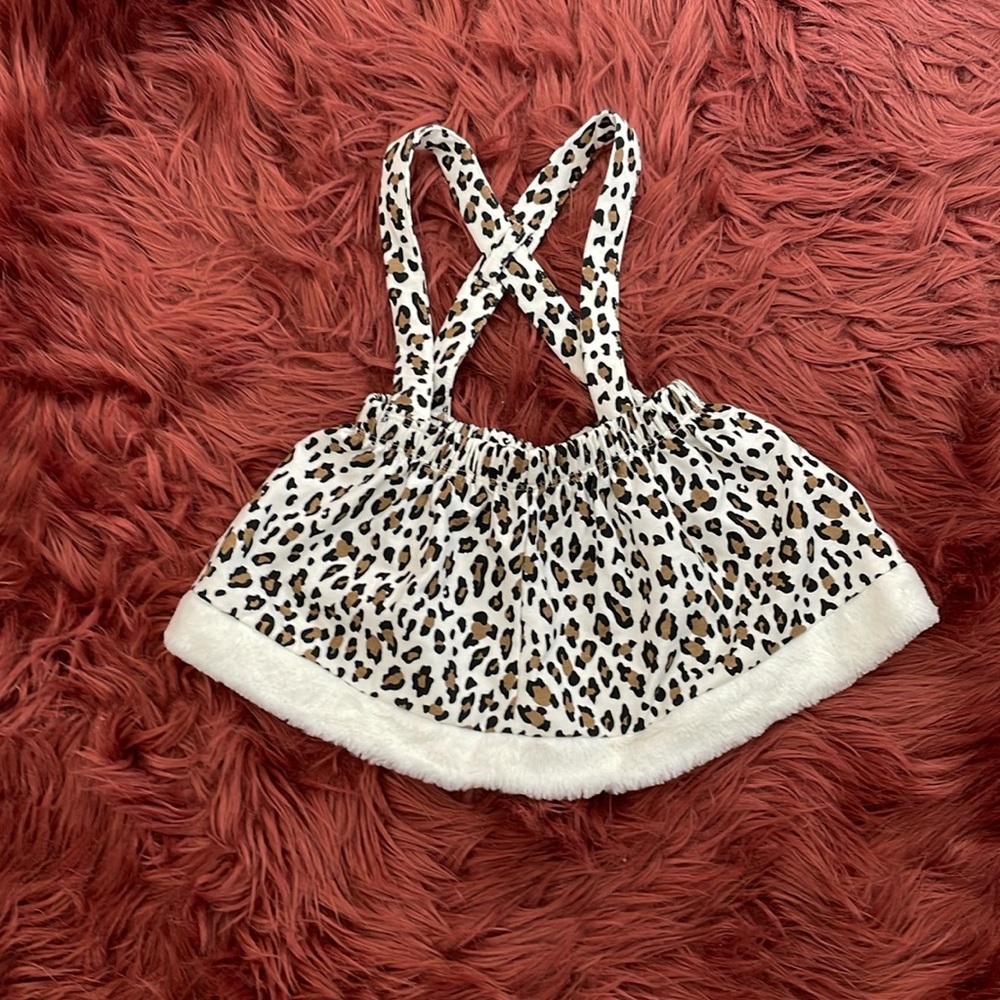 Boutique baby cheetah print adjustable suspender skirt 18 months